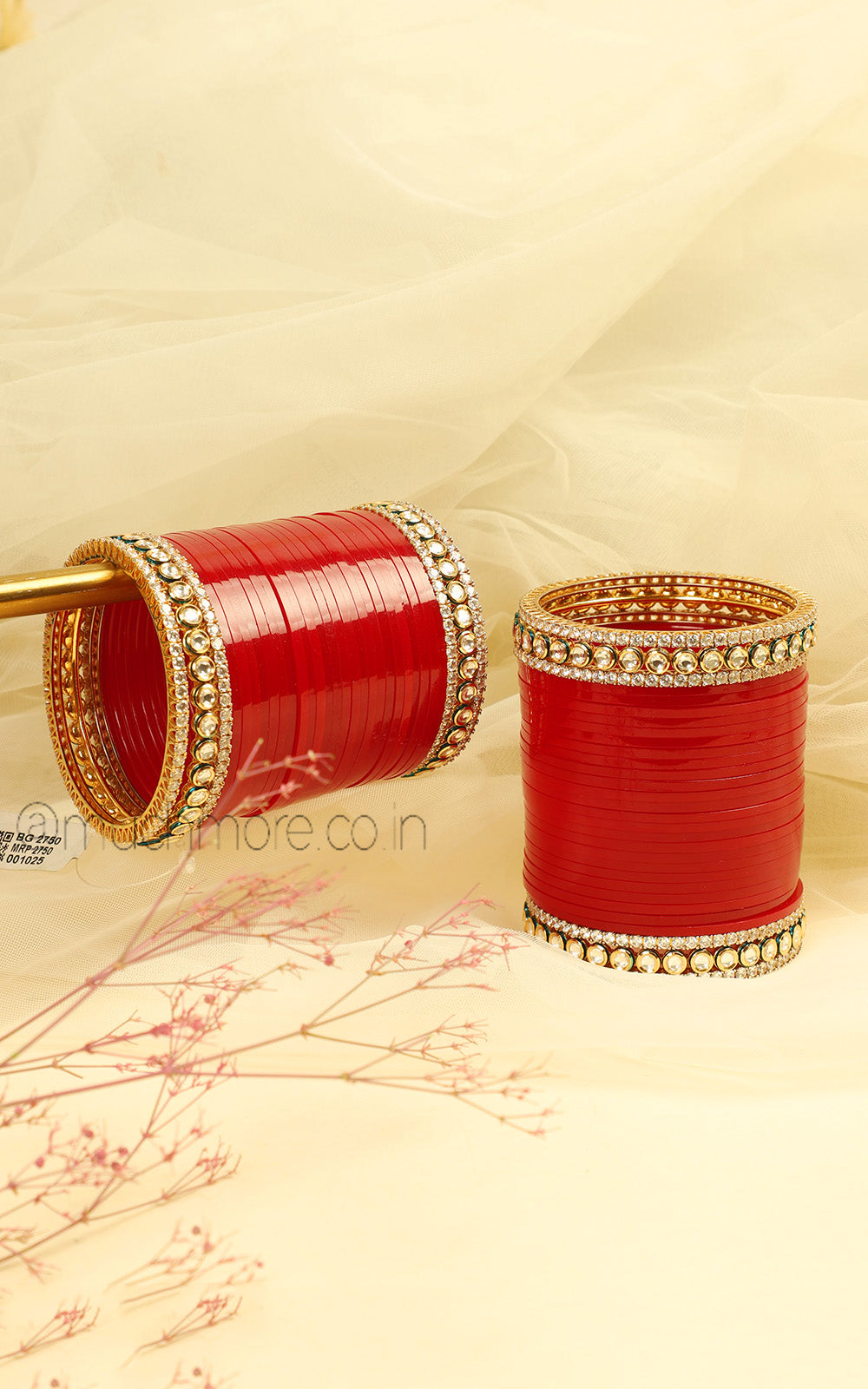 Deep Red Kundan Traditional Chooda For Working Brides