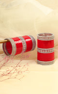 Sharp Red Bridal Chooda | Chura With Diamond Silver Polish