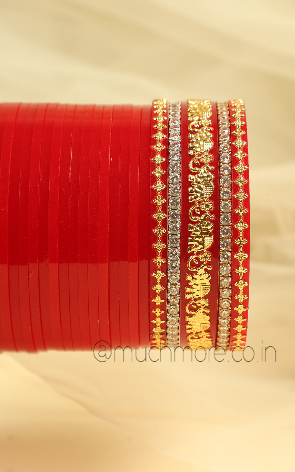 Traditional Red Color Chooda With Elephant Bangles