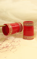 Traditional Red Color Chooda With Elephant Bangles