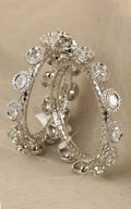 Silver Polish Kundan With Diamond Bangles Online At Much More