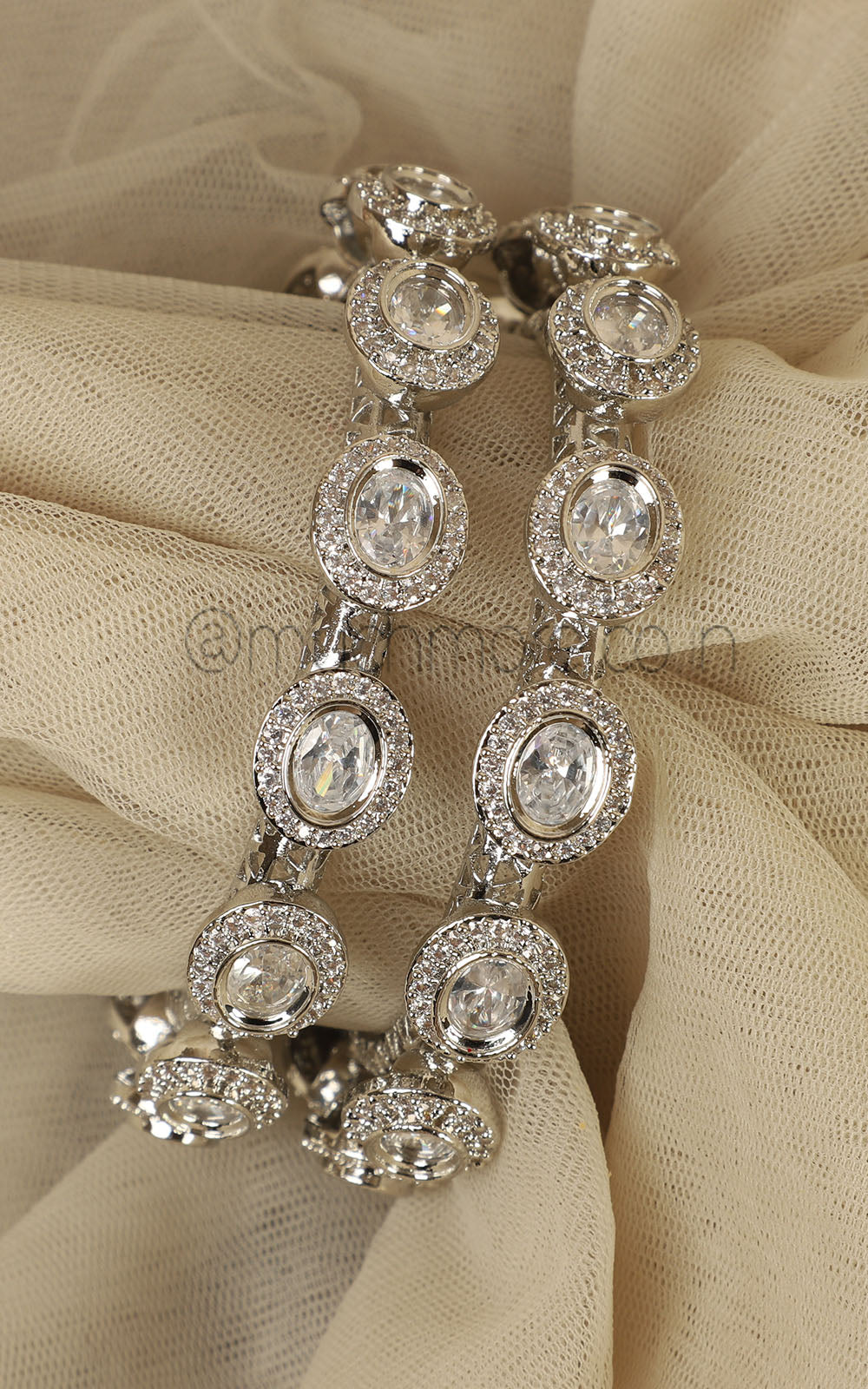 Silver Polish Kundan With Diamond Bangles Online At Much More