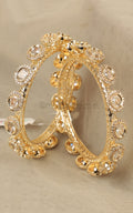 Gold Polish Kundan And Diamonds Pacheli Bangles
