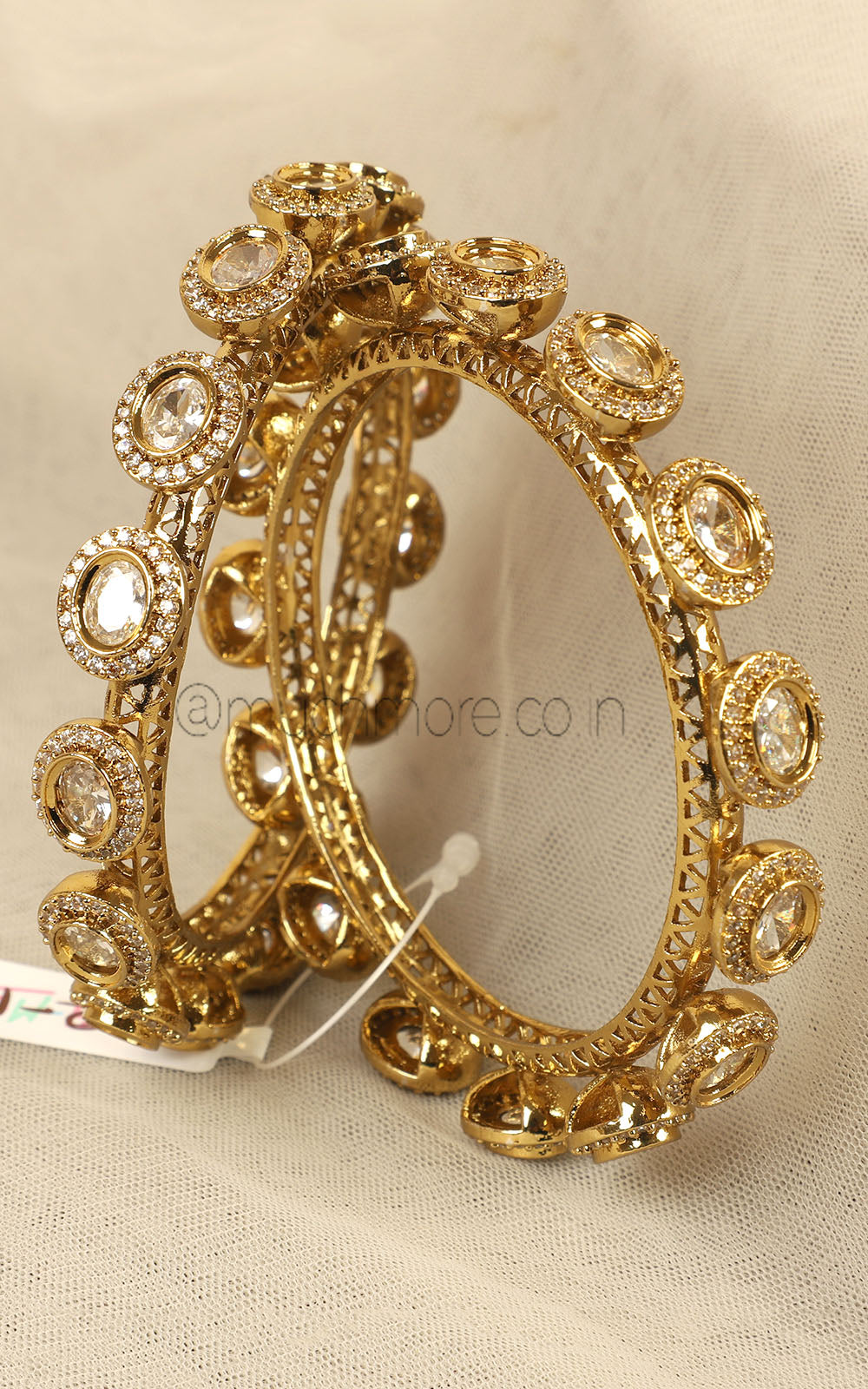 Antique Gold Polish Polki With Diamond Bangles At Much More
