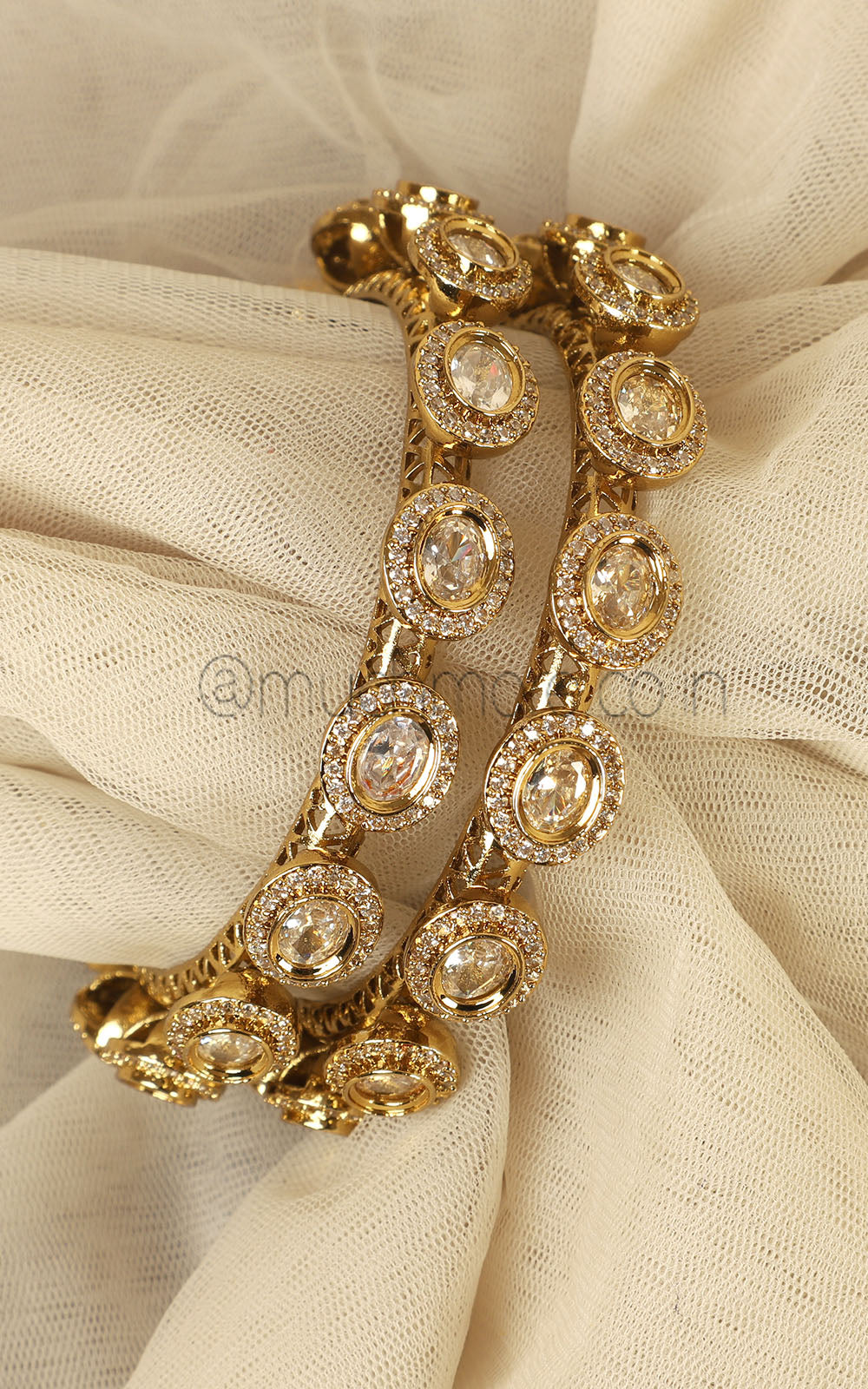 Antique Gold Polish Polki With Diamond Bangles At Much More