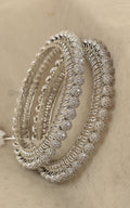 Silver Polish Pacheli Style Diamond Bangles Set Of 2