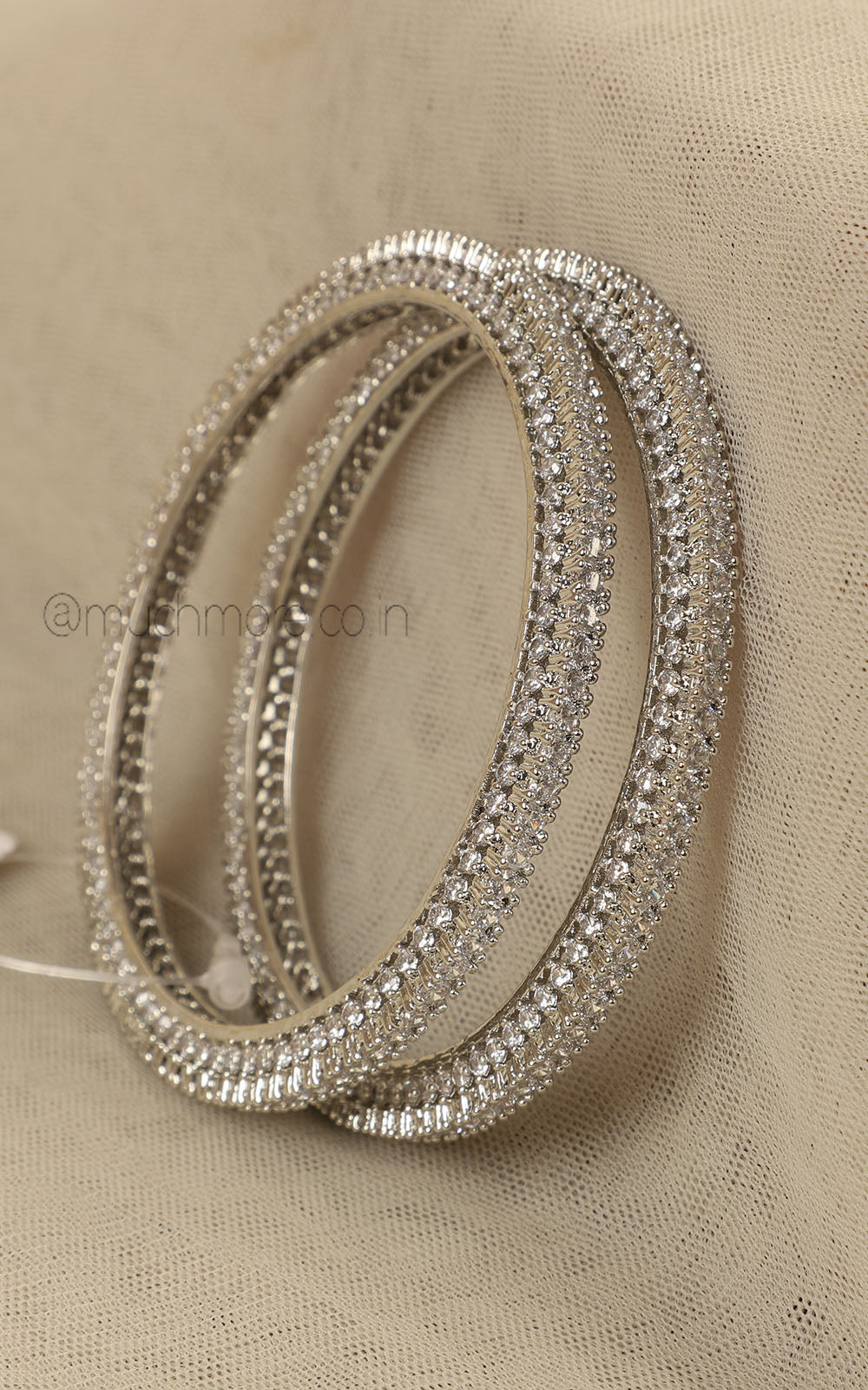 Elegant Diamond Bangles Online In Silver Polish