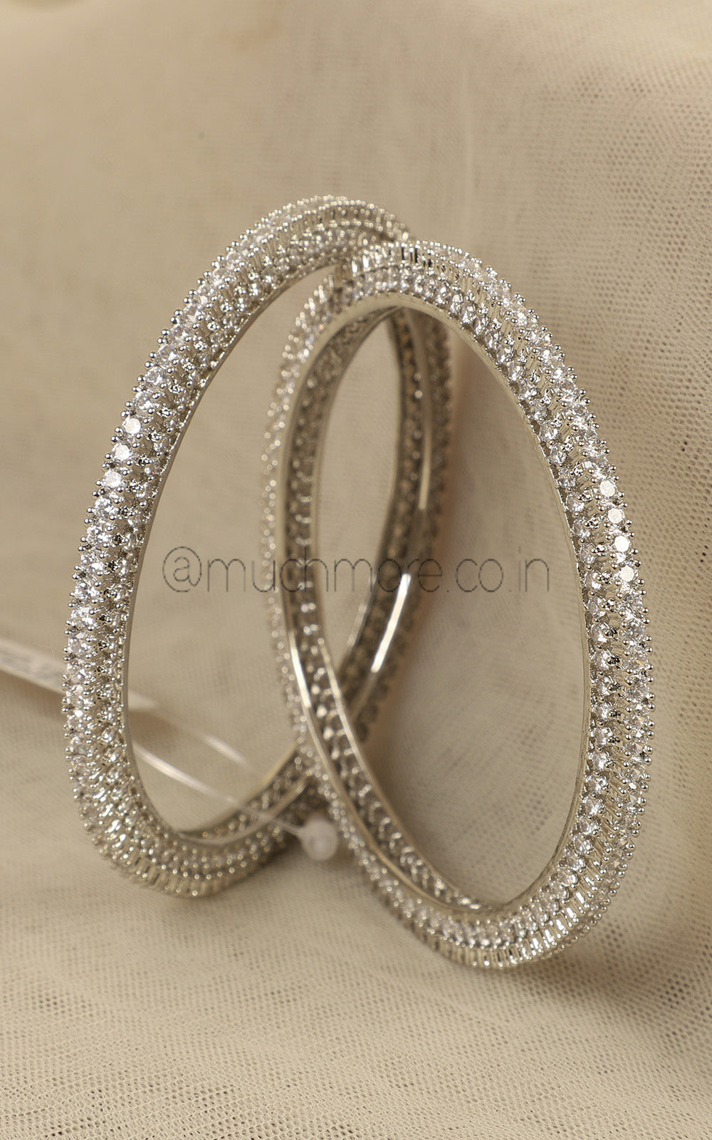Elegant Diamond Bangles Online In Silver Polish