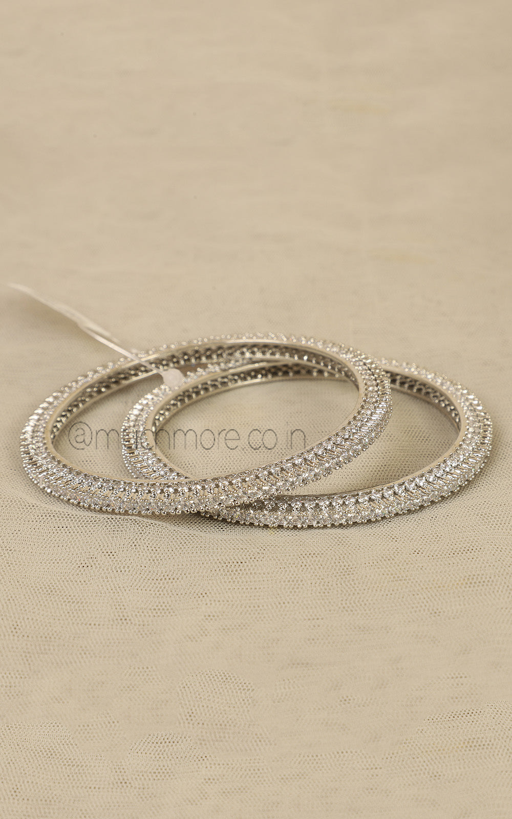 Elegant Diamond Bangles Online In Silver Polish
