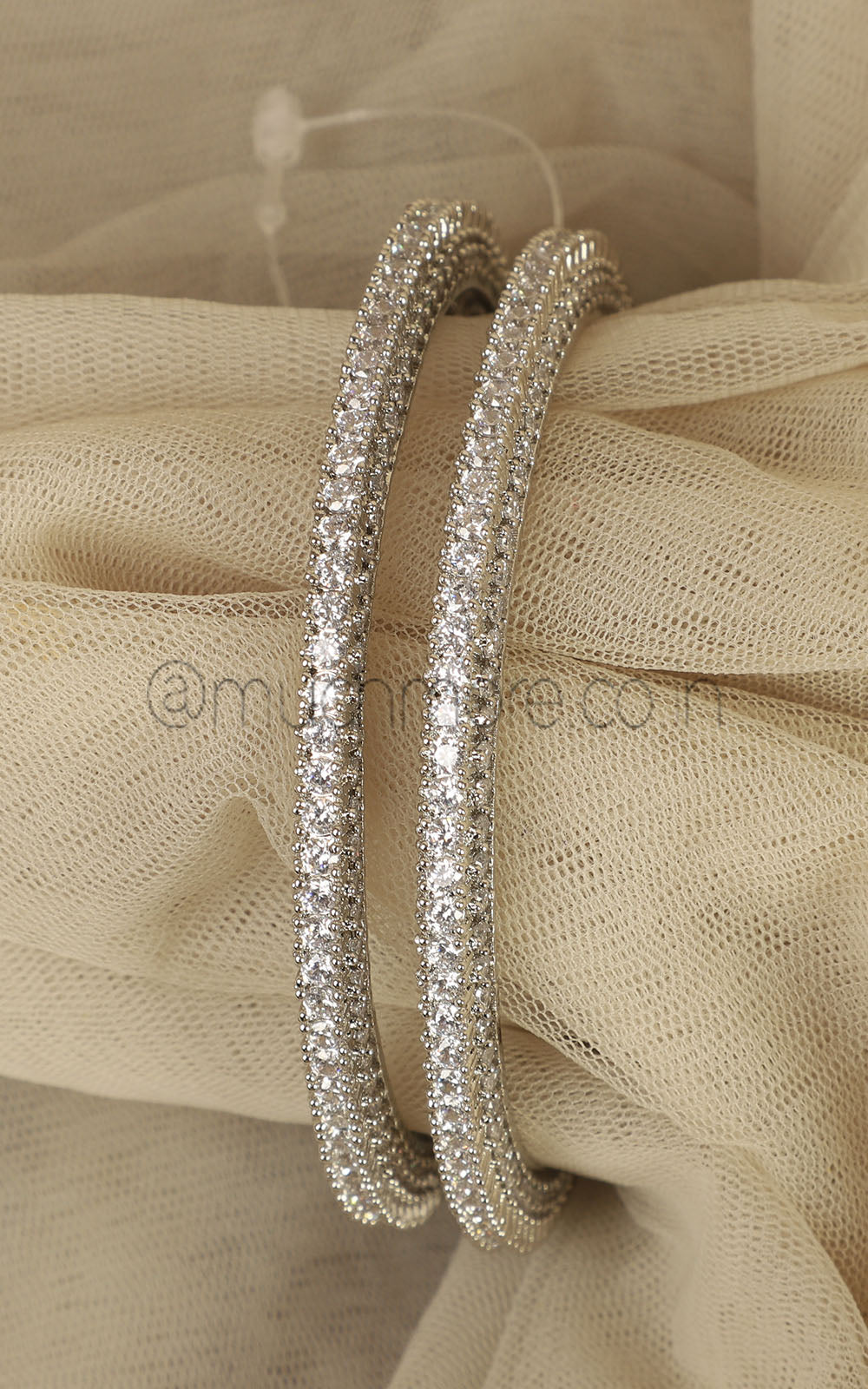 Elegant Diamond Bangles Online In Silver Polish