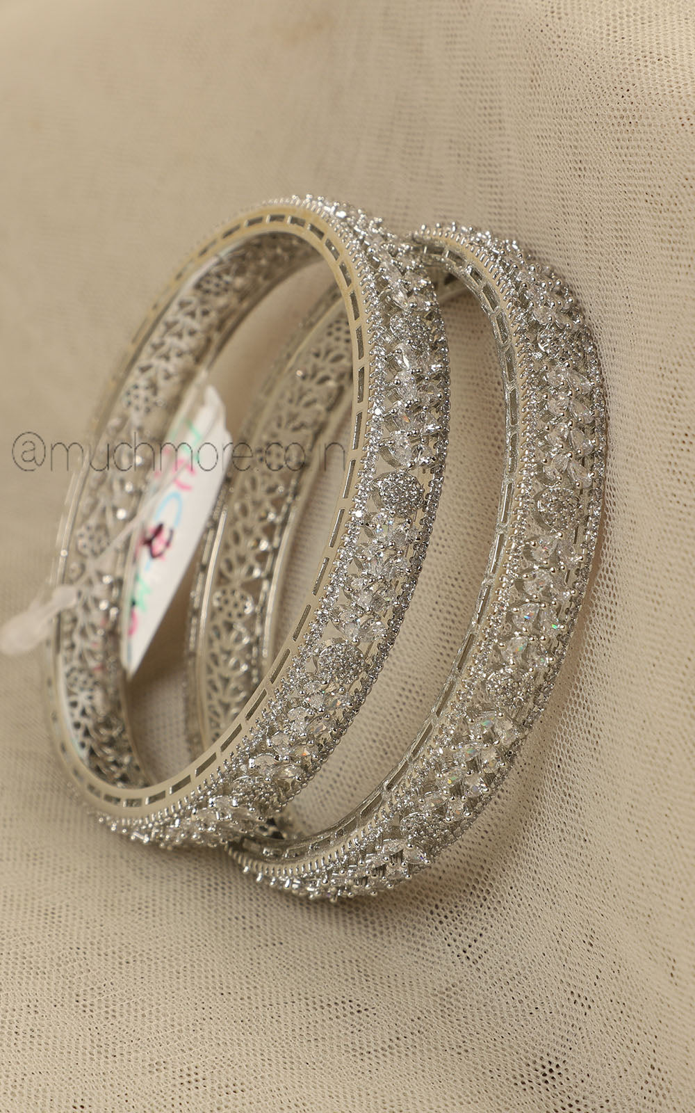 Luxury Diamond Bangles For Women In Silver All White Color
