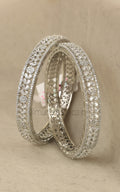 Luxury Diamond Bangles For Women In Silver All White Color