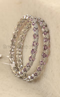 Amethyst With Diamond Women Bangles In Silver Polish