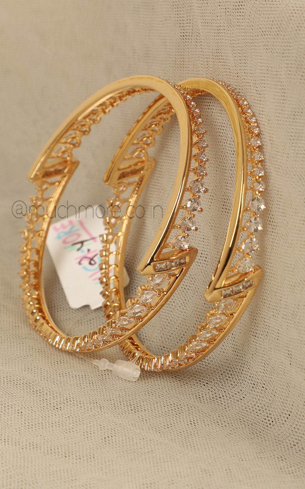 Designer Gold Polish Diamond Light Weight Bangles At Much More