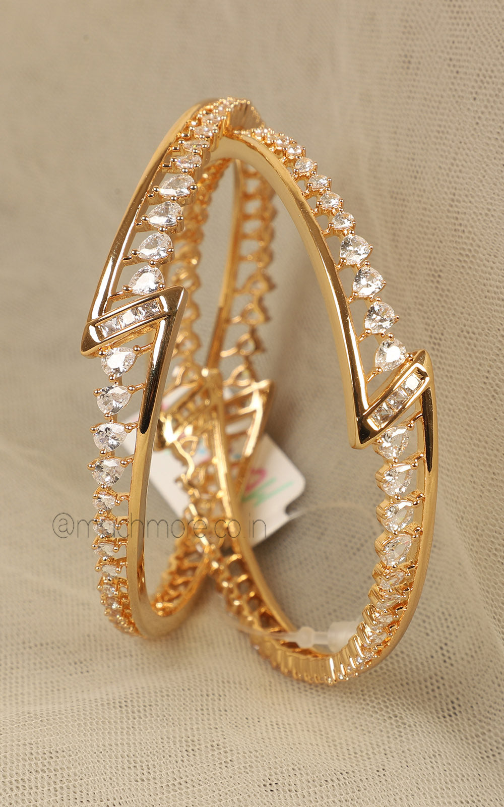 Designer Gold Polish Diamond Light Weight Bangles At Much More