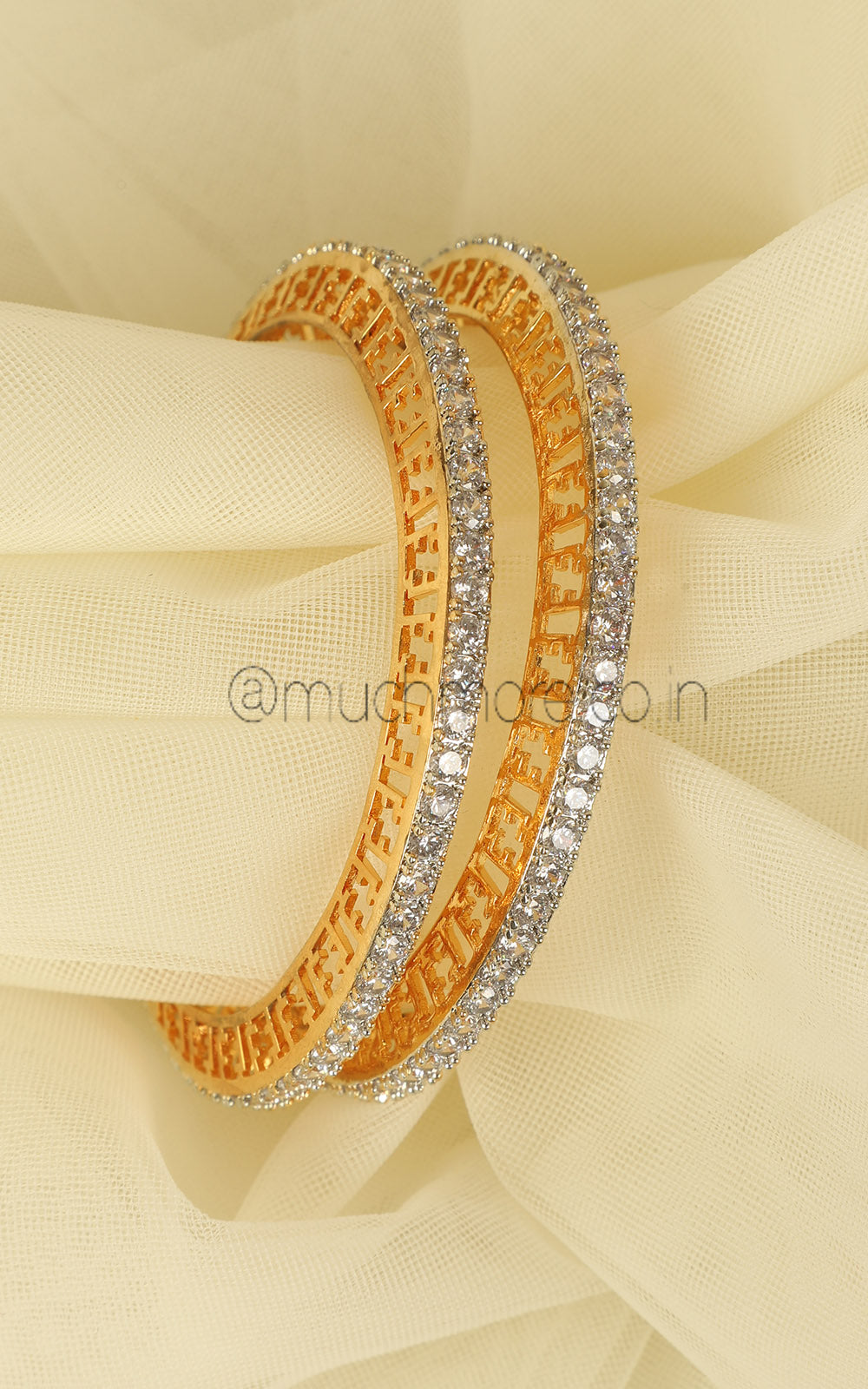 Gold Polish Sleek Diamond Bangles Shop Online