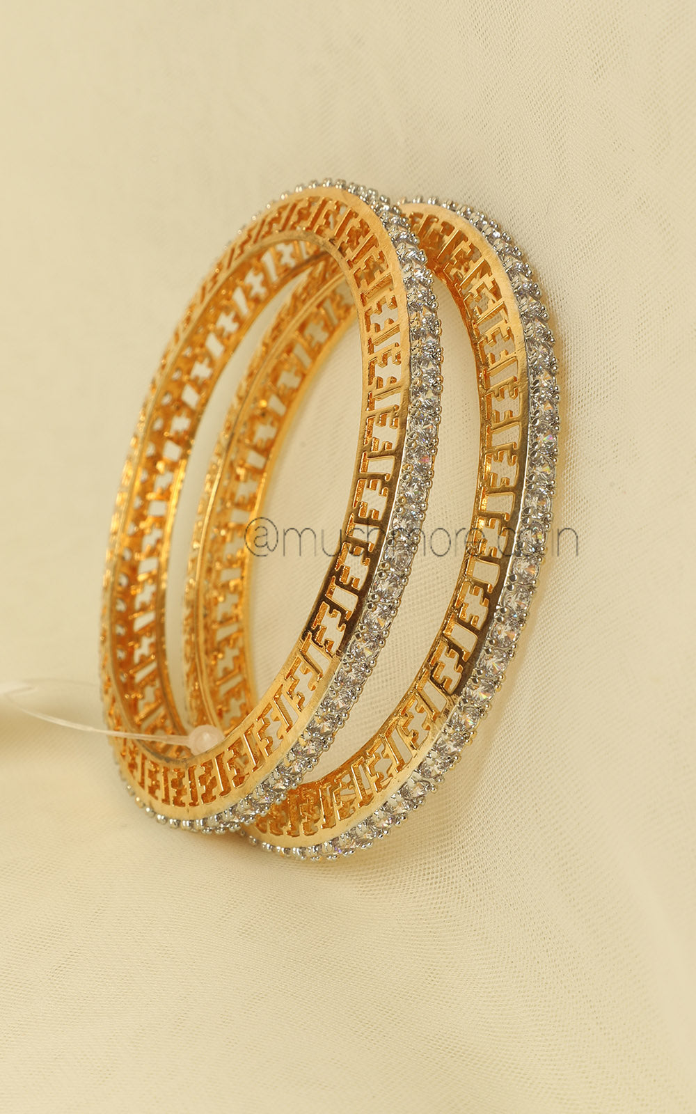 Gold Polish Sleek Diamond Bangles Shop Online