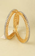 Gold Polish Sleek Diamond Bangles Shop Online