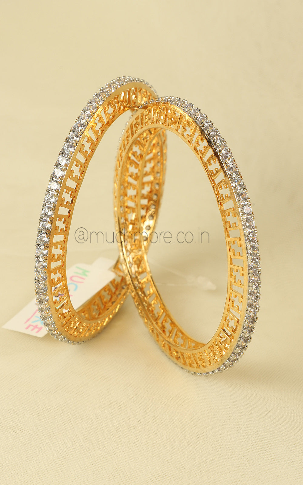 Gold Polish Sleek Diamond Bangles Shop Online