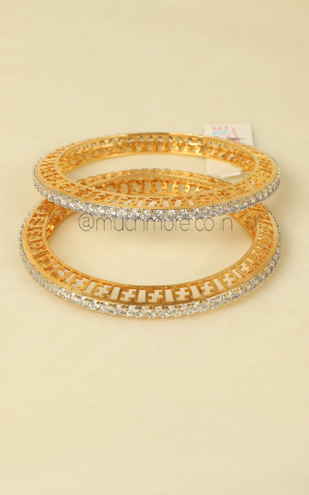 Gold Polish Sleek Diamond Bangles Shop Online