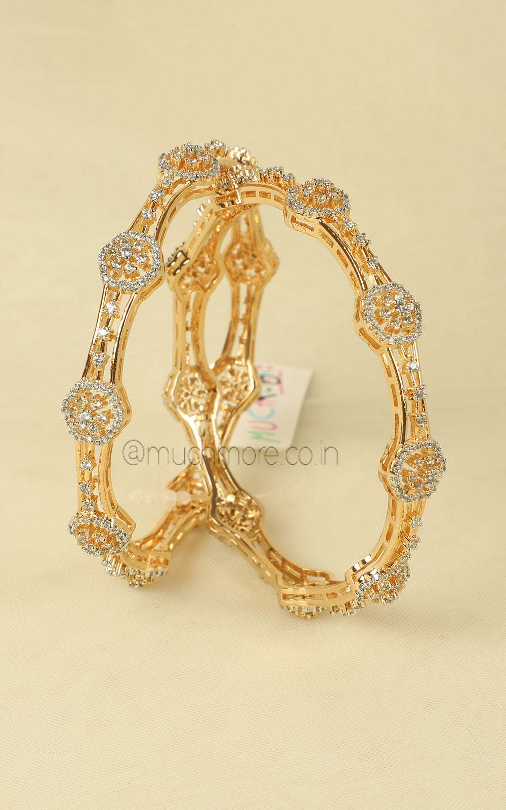 Craftsmanship And Elegant Gold Polish Diamond Bangles
