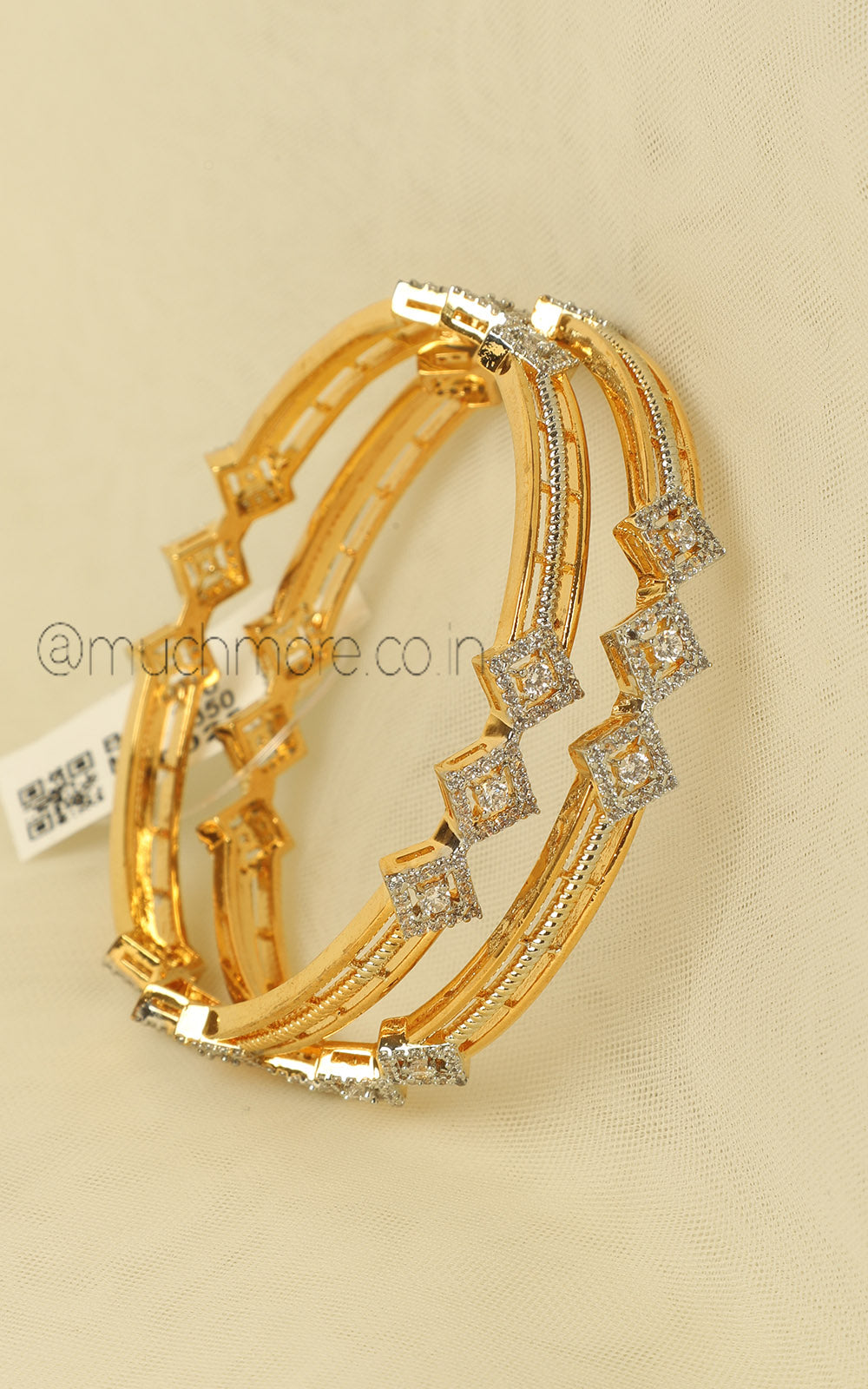Modern Design Gold Polish American Diamond Bangles
