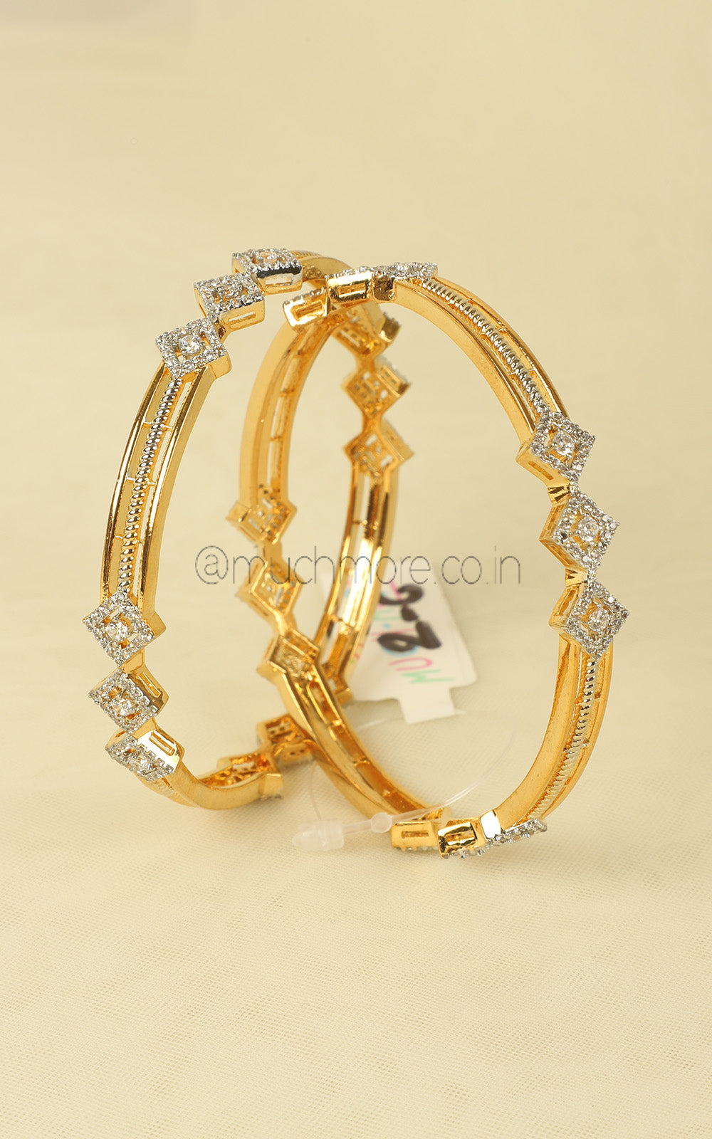 Modern Design Gold Polish American Diamond Bangles