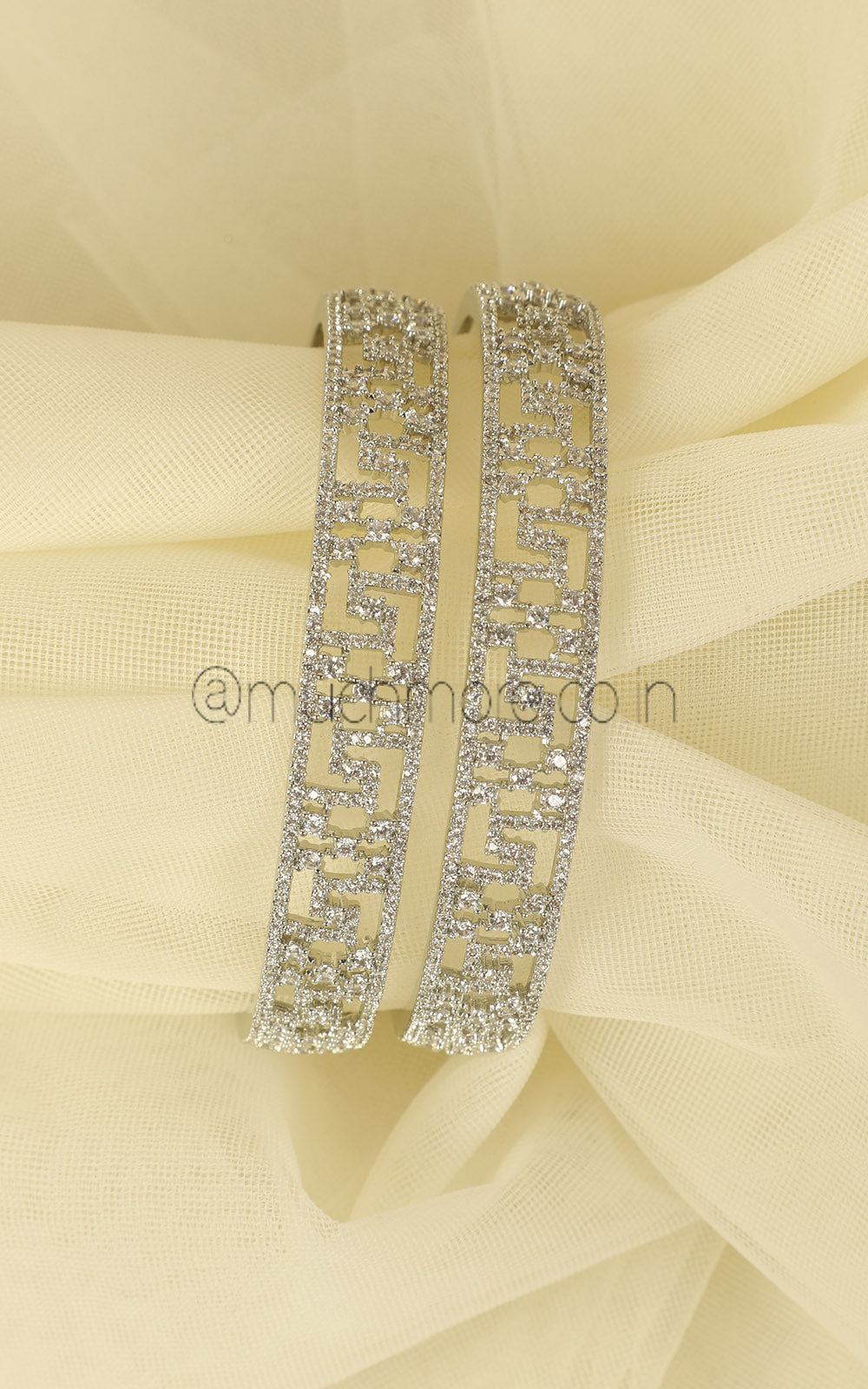 Silver Polish American Diamond Cut Work Bangles