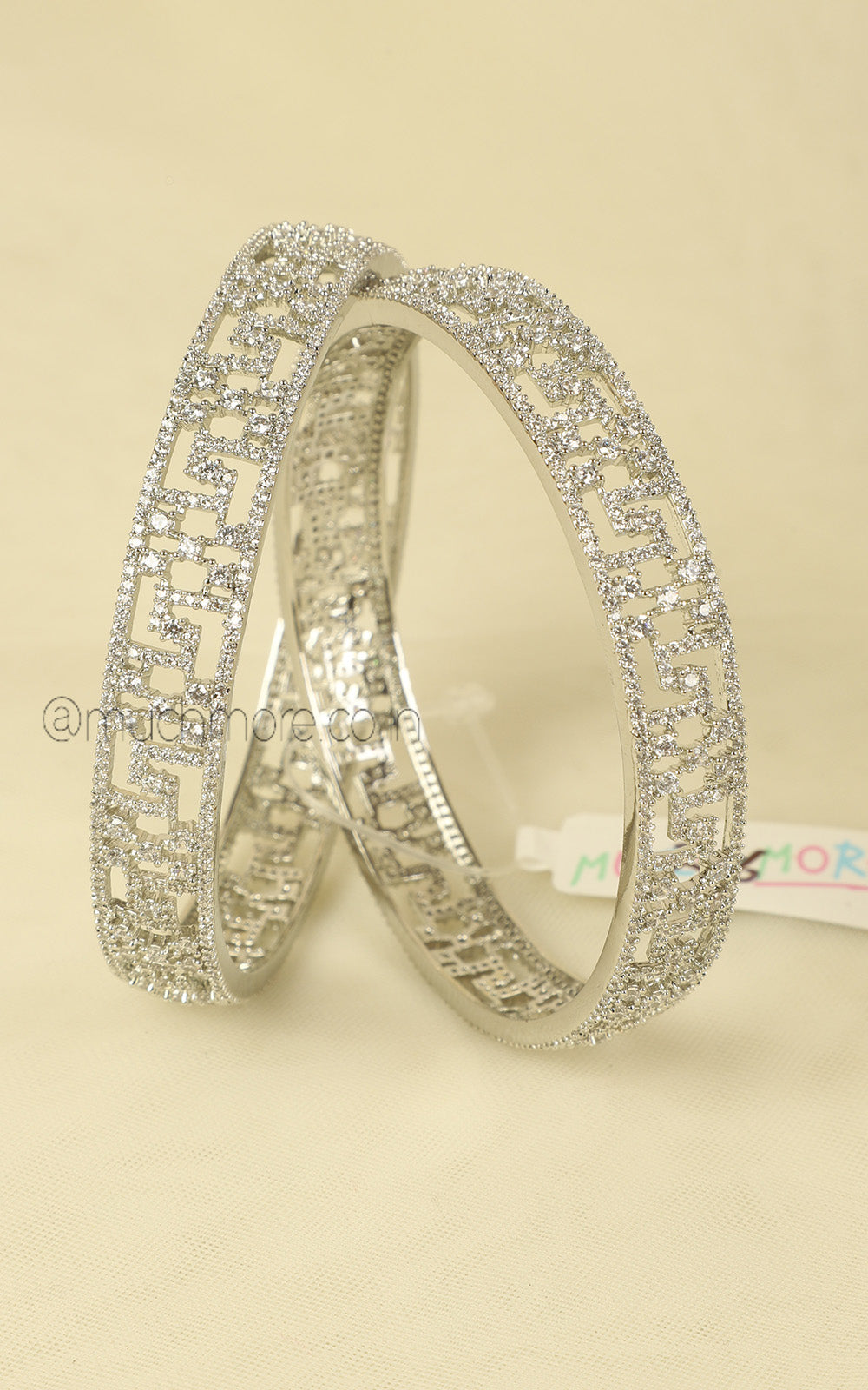 Silver Polish American Diamond Cut Work Bangles