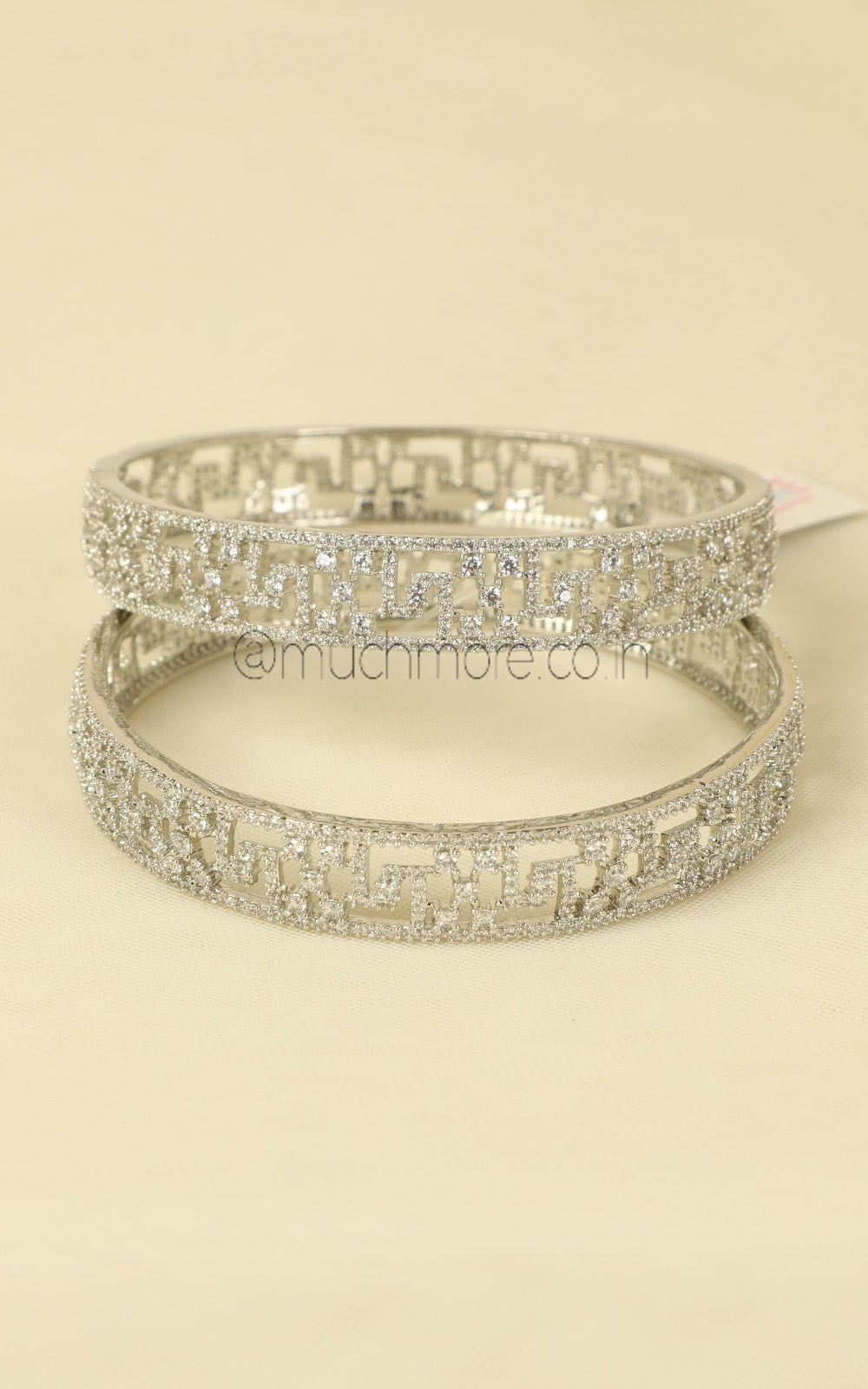 Silver Polish American Diamond Cut Work Bangles