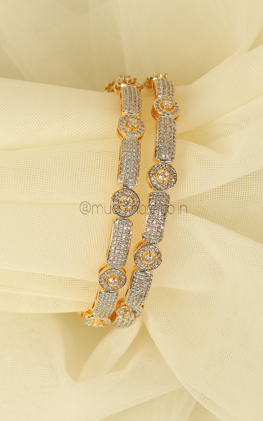 Gold Polish Diamond Studded Light Weight Bangles