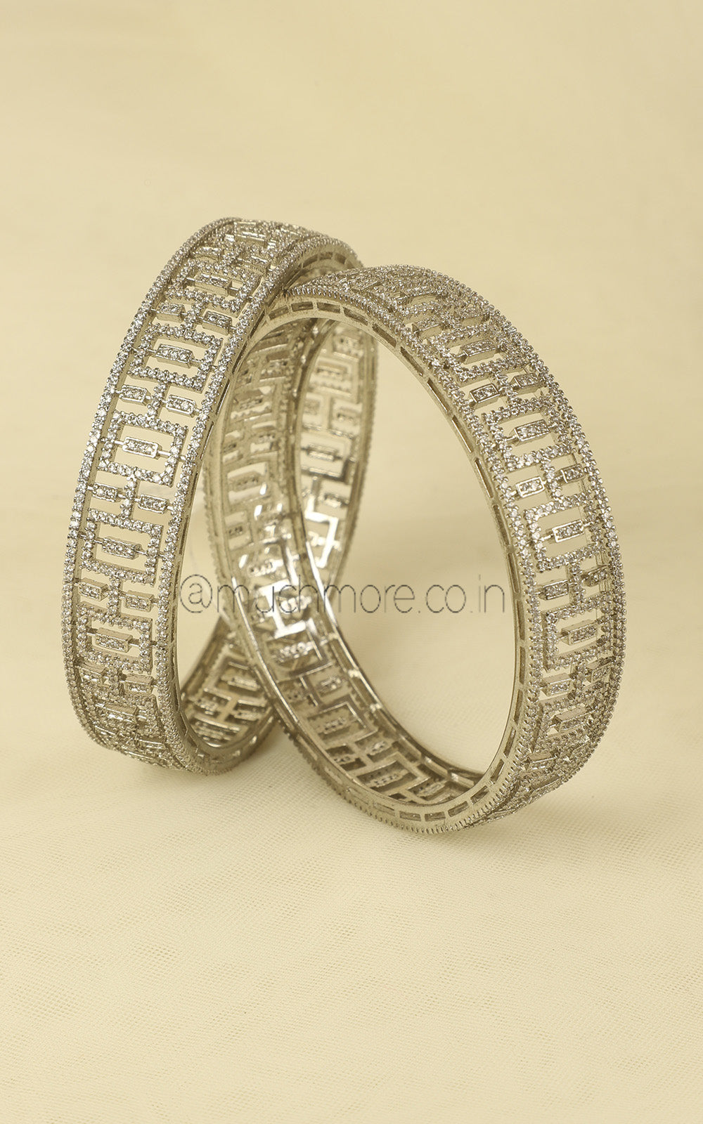 Silver Polish Broad Design Diamond Bangles For Women