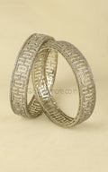 Silver Polish Broad Design Diamond Bangles For Women