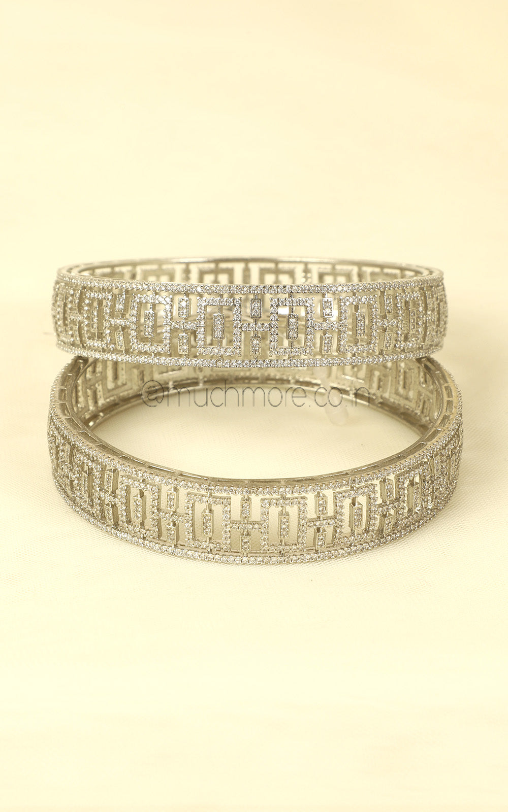 Silver Polish Broad Design Diamond Bangles For Women