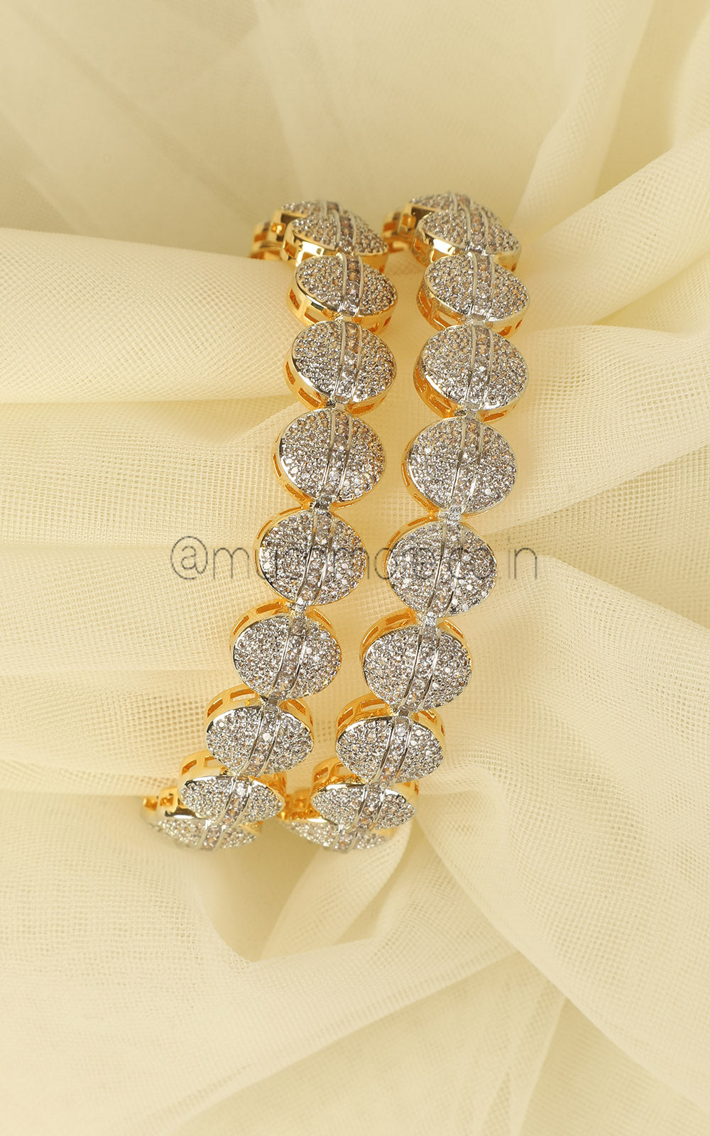 Elegant, Lightweight Gold Polish Diamond Bangles