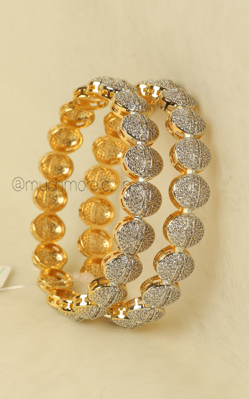 Elegant, Lightweight Gold Polish Diamond Bangles