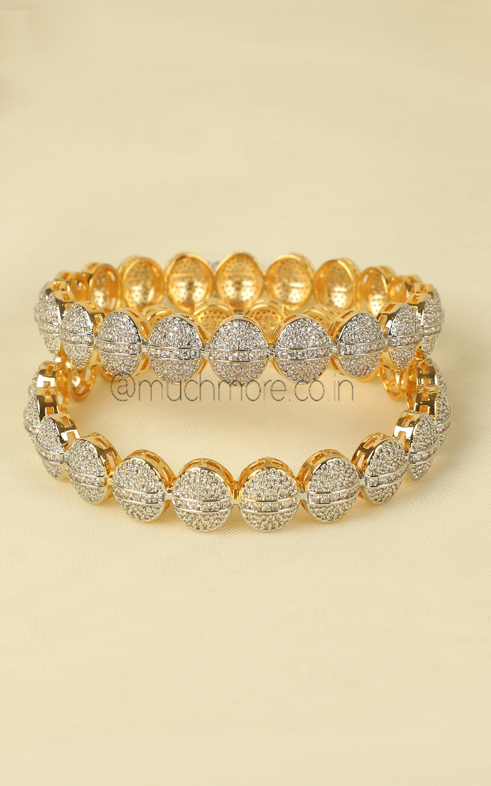 Elegant, Lightweight Gold Polish Diamond Bangles