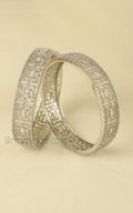 Artificial Diamond Silver Polish Women Bangles