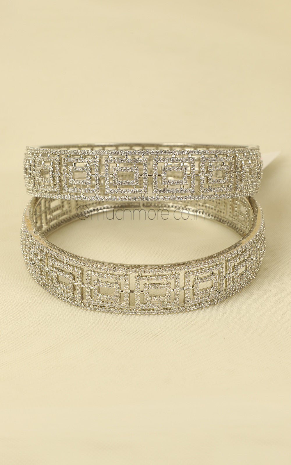 Artificial Diamond Silver Polish Women Bangles