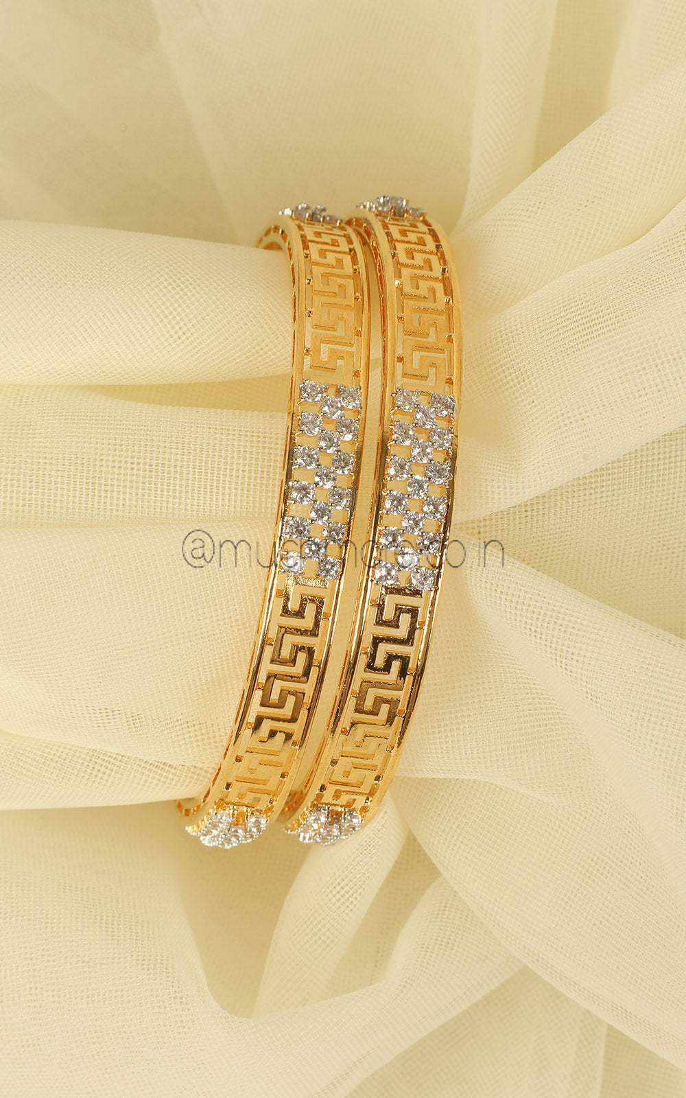 Designer Gold Polish Light Diamond Bangles