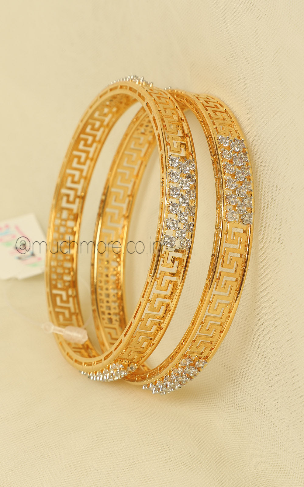 Designer Gold Polish Light Diamond Bangles