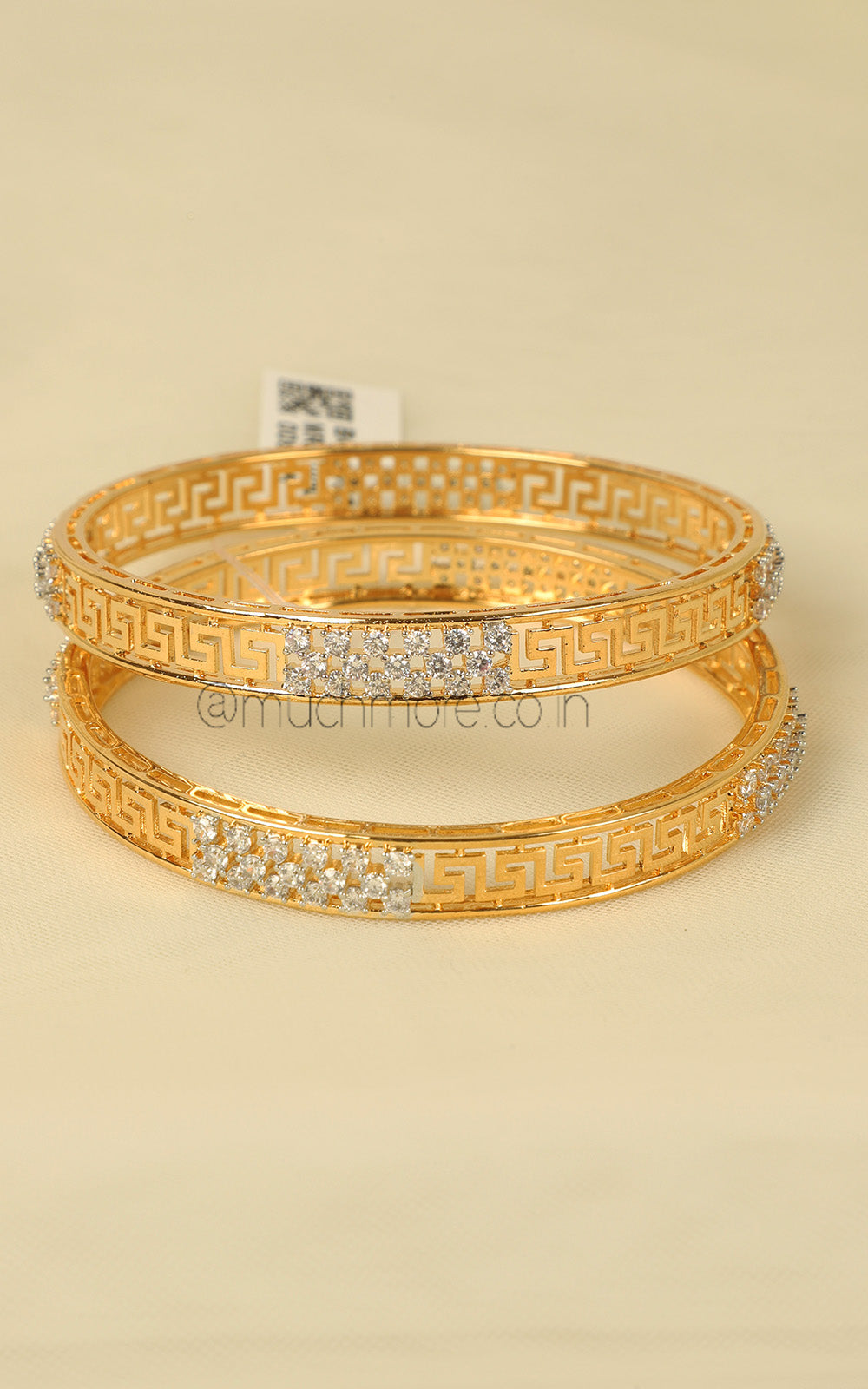 Designer Gold Polish Light Diamond Bangles