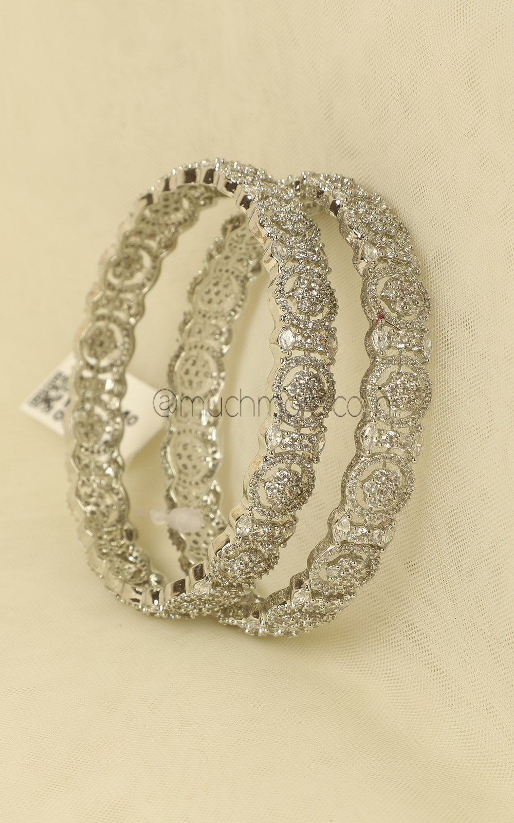 Silver Polish American Diamonds Bangles Perfect For Wedding