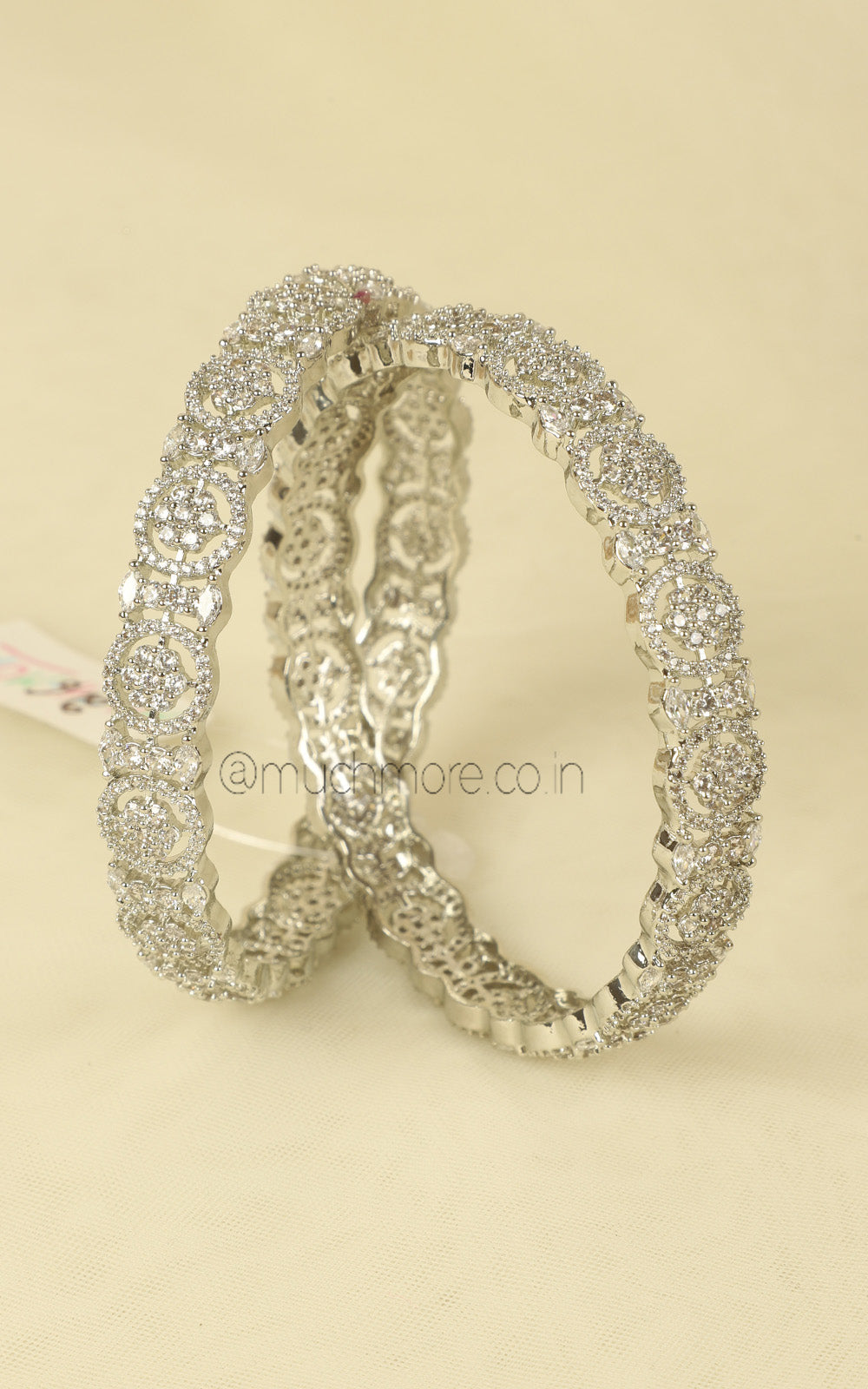 Silver Polish American Diamonds Bangles Perfect For Wedding