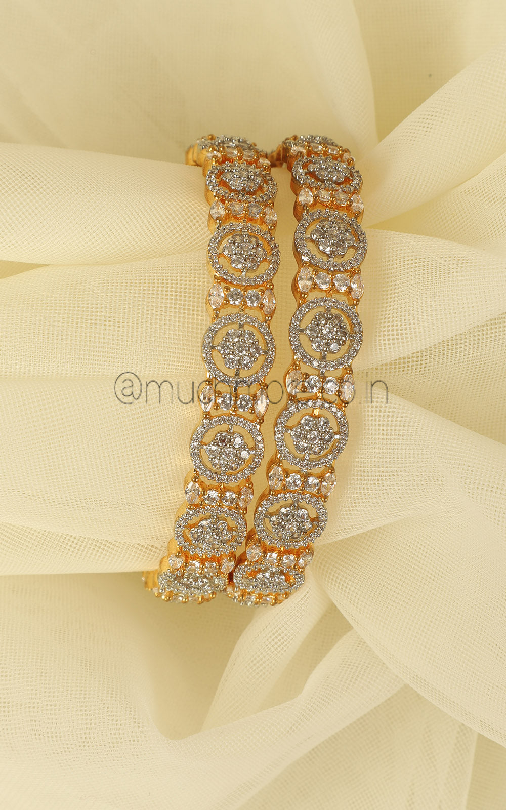 Gold Polish Diamond Studded Bangles Online Jewellery