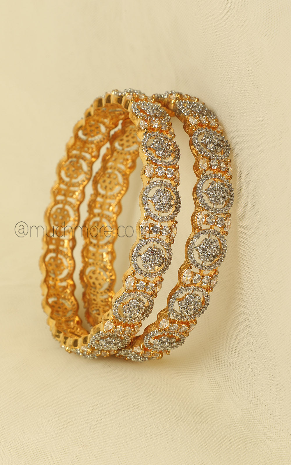 Gold Polish Diamond Studded Bangles Online Jewellery