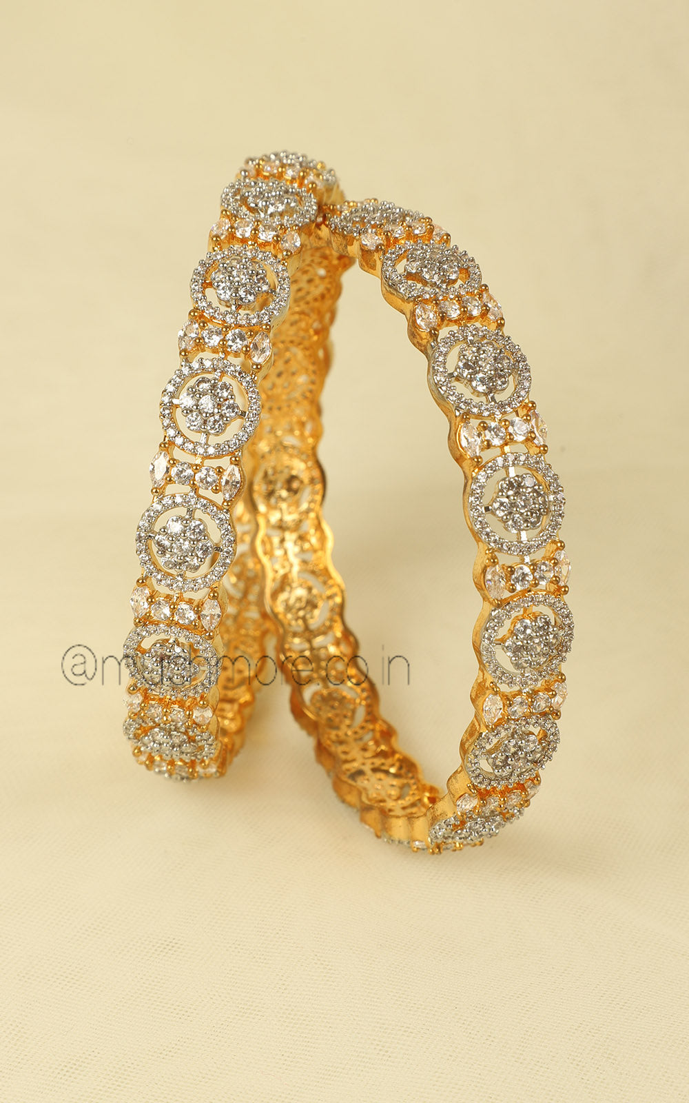 Gold Polish Diamond Studded Bangles Online Jewellery