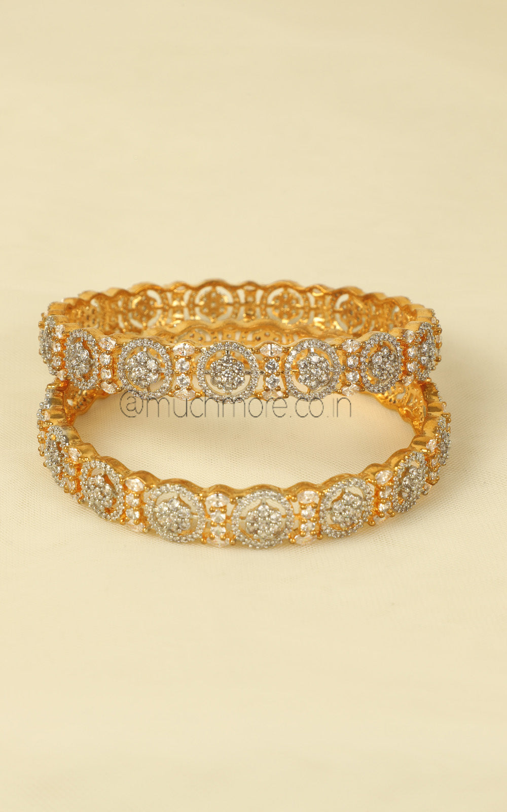 Gold Polish Diamond Studded Bangles Online Jewellery