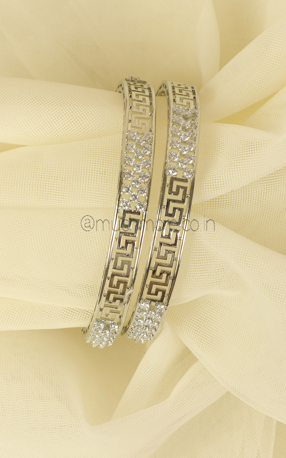 Exclusive Design Silver Polish Diamond Bangles