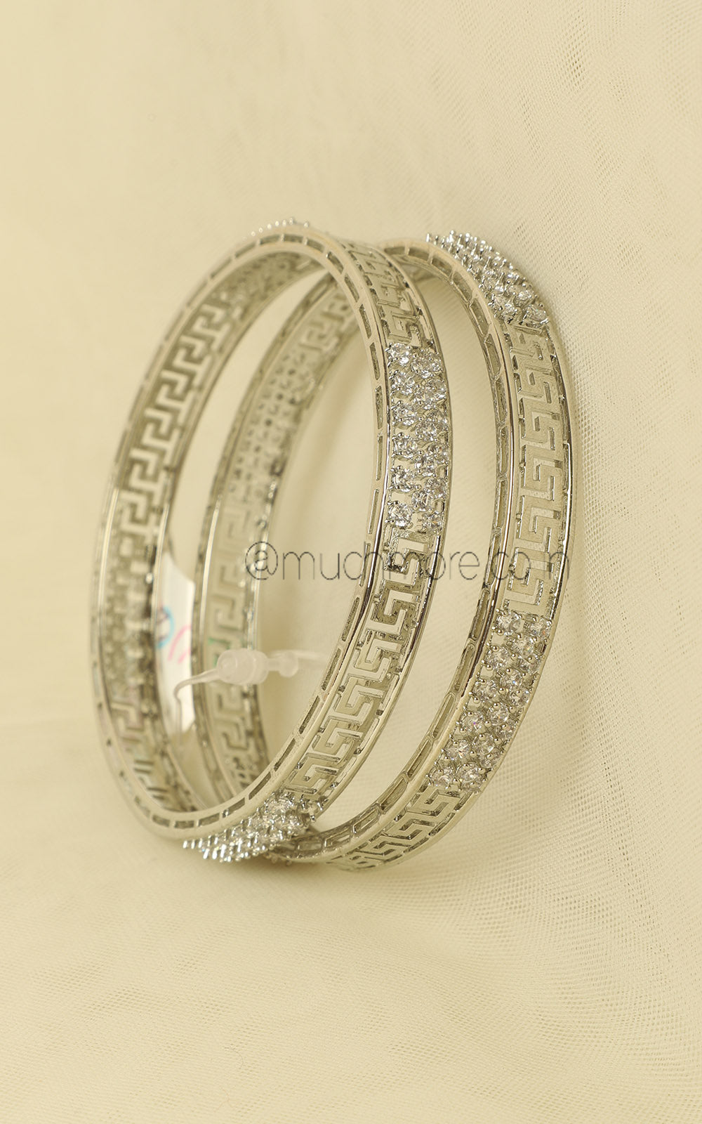 Exclusive Design Silver Polish Diamond Bangles